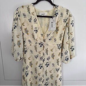 NWT Ba&sh Cream Puff Sleeve V-Neck Sundress